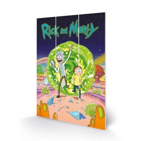 RICK & MORTY - Portal - Impression sur bois 20x29.5cm