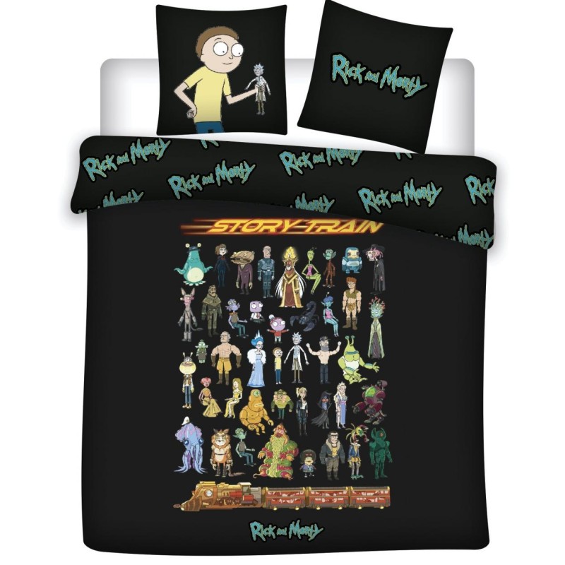 RICK & MORTY - Parure de lit 240x220cm - Story Train '100% Coton' RICK & MORTY - Parure de lit 240x220cm - Story Train '100% Coton'