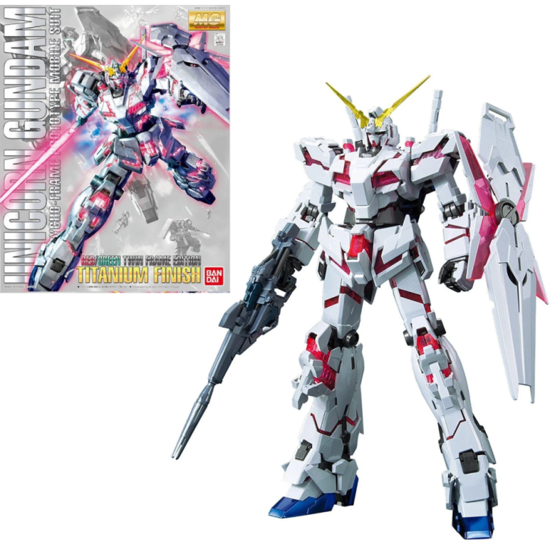 GUNDAM - MG 1/100 Unicorn Gundam (Red/Green TF) Titanium - Model Kit GUNDAM - MG 1/100 Unicorn Gundam (Red/Green TF) Titanium - Model Kit