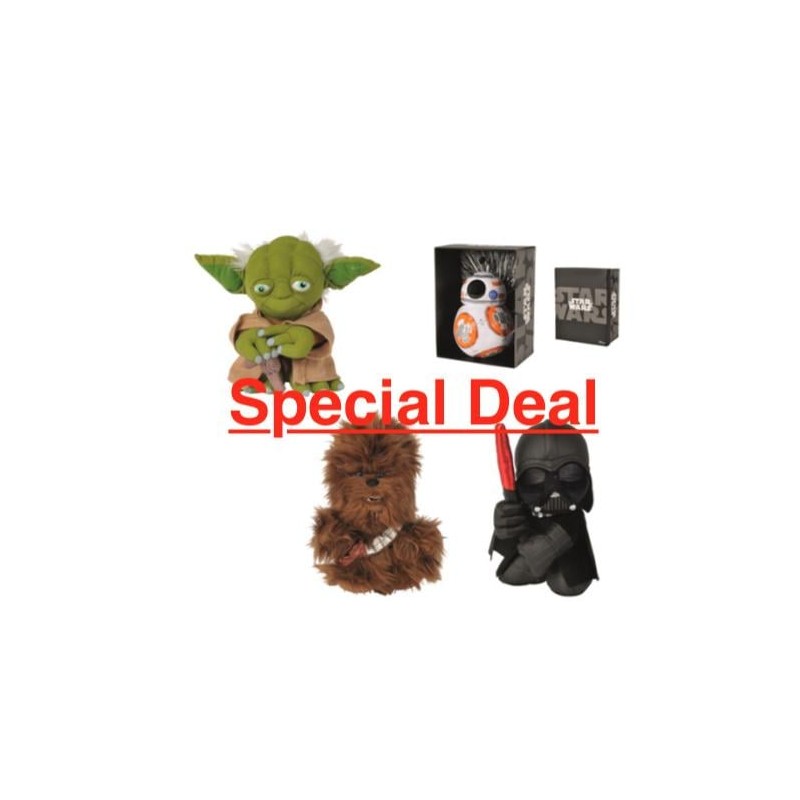 STAR WARS - Peluche Black Line - Yoda + Chewee + Vador + BB8 - 25cm STAR WARS - Peluche Black Line - Yoda + Chewee + Vador + BB8 - 25cm