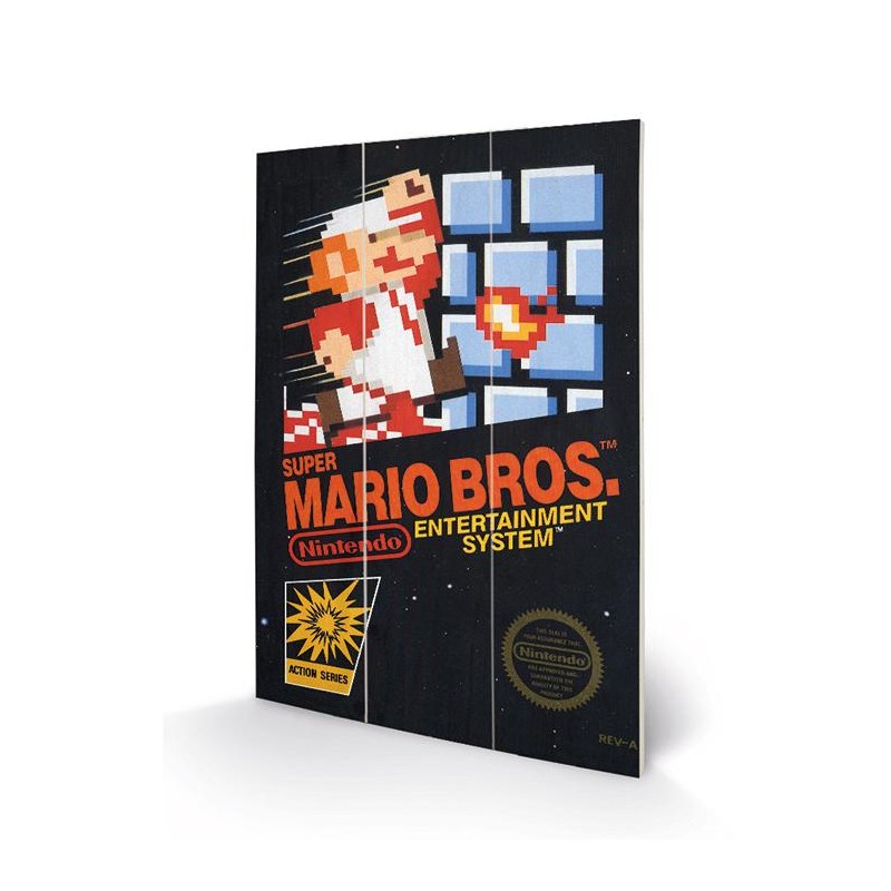 SUPER MARIO BROS - NES Cover - Impression sur bois 20x29.5 SUPER MARIO BROS - NES Cover - Impression sur bois 20x29.5
