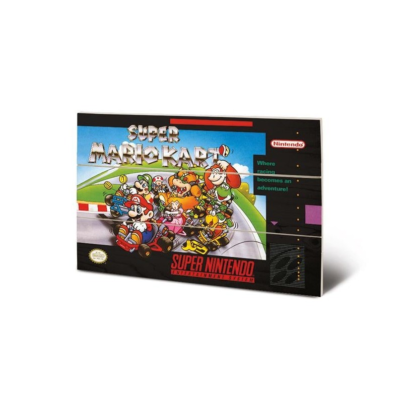 SUPER NINTENDO - Super Mario Kart - Impression sur bois 20x29.5 SUPER NINTENDO - Super Mario Kart - Impression sur bois 20x29.5
