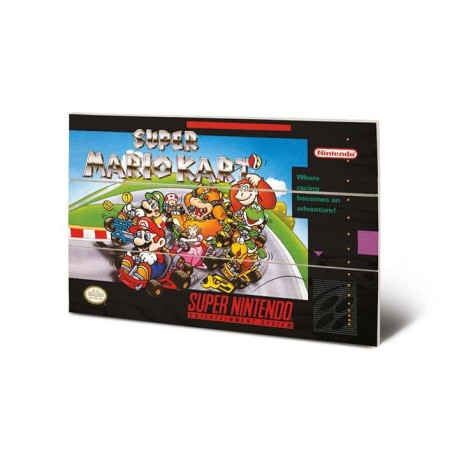 SUPER NINTENDO - Super Mario Kart - Impression sur bois 20x29.5