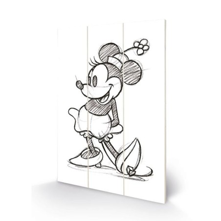 DISNEY - Minnie Mouse Sketched - Impression sur bois 20x29.5