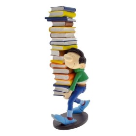 GASTON LAGAFFE - Figurine Resine - Portant une Pile de Livres - 29cm
