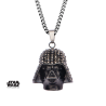 STAR WARS - Black PVD Plated Darth Vader with Clear Gem Pendant Chain