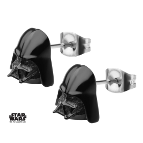 STAR WARS - Stainless Steel Black 3D Darth Vader Stud Earrings