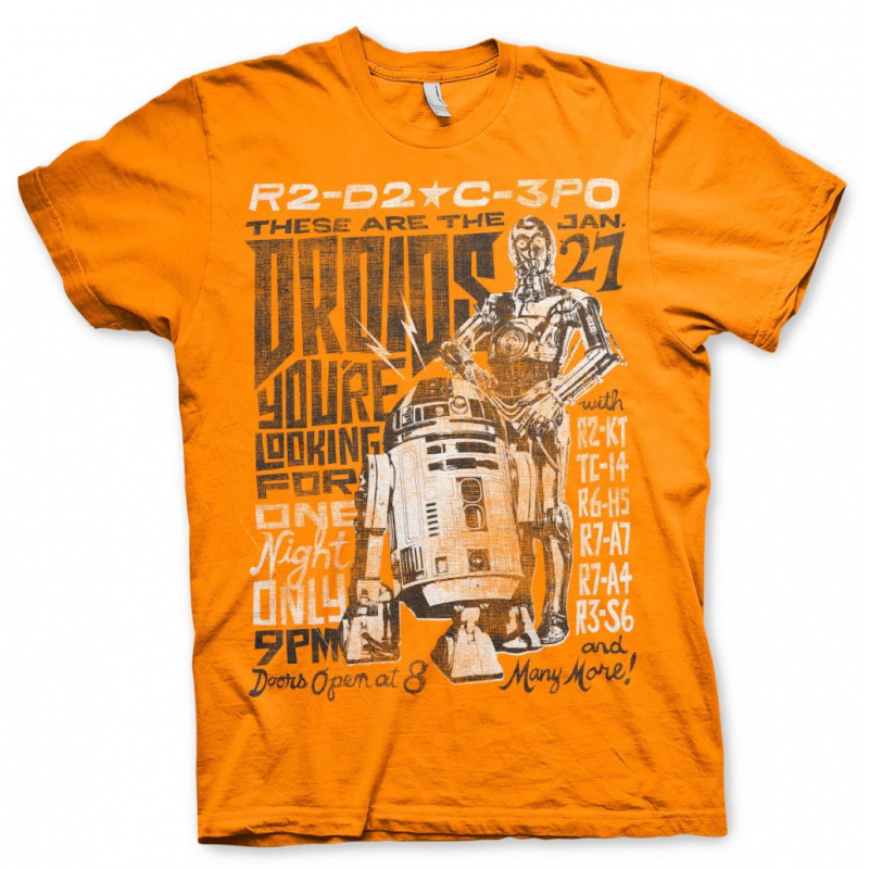 STAR WARS 7 - T-Shirt Droids Night - Orange (S) STAR WARS 7 - T-Shirt Droids Night - Orange (S)