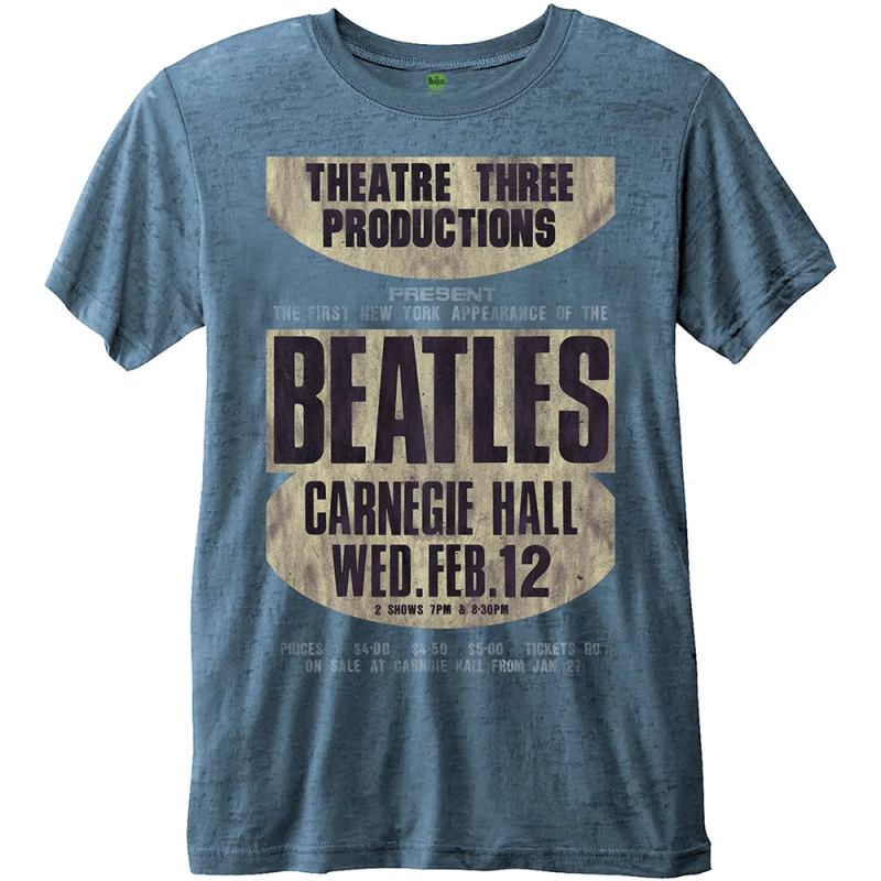 THE BEATLES - T-Shirt BurnOut Col - Carnegie Hall - Blue - Men (XXL) THE BEATLES - T-Shirt BurnOut Col - Carnegie Hall - Blue - Men (XXL)