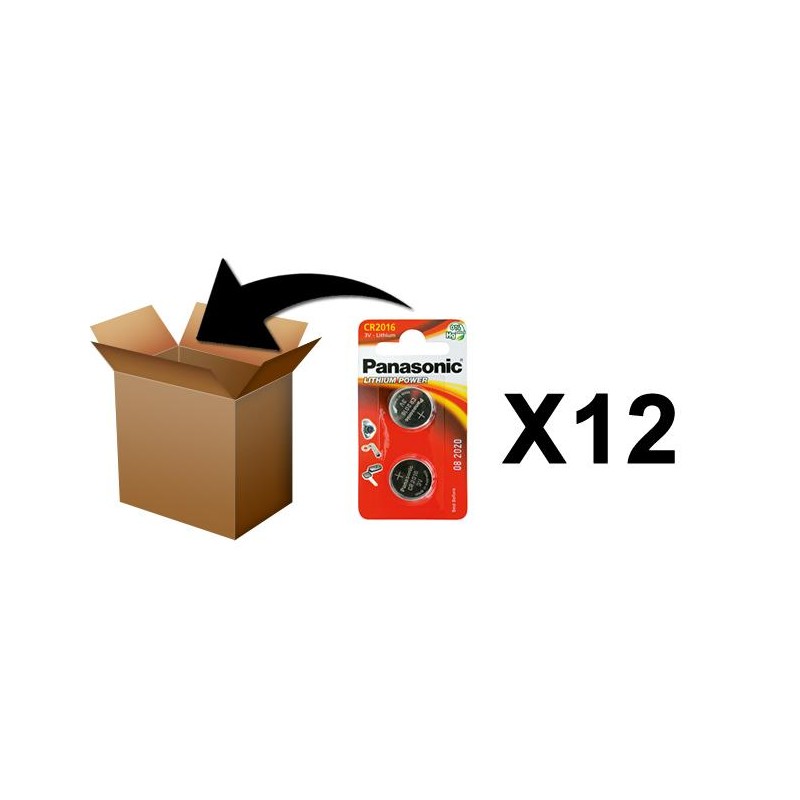 PANASONIC - Piles Lithium Coin - CR2016 X 2 - Boite de 12 Pack PANASONIC - Piles Lithium Coin - CR2016 X 2 - Boite de 12 Pack