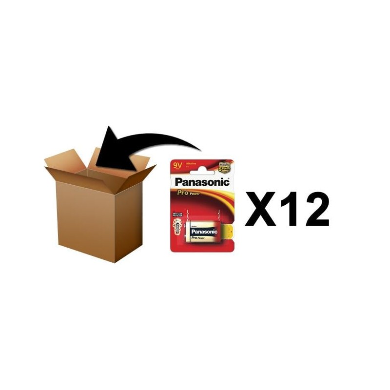 PANASONIC - Piles Alcaline Pro Power 9V-6LR61 X 1 - Boite de 12 pces PANASONIC - Piles Alcaline Pro Power 9V-6LR61 X 1 - Boite de 12 pces