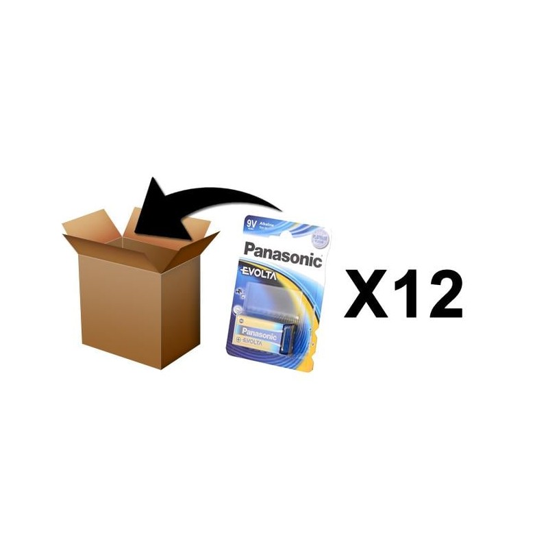 PANASONIC - Piles Alcaline Evolta 9V-6LR61 X 1 - Boite 12 pces PANASONIC - Piles Alcaline Evolta 9V-6LR61 X 1 - Boite 12 pces