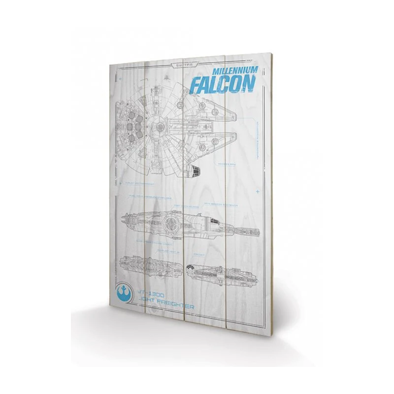 STAR WARS - Millenium Falcon Plans - Impression sur bois 40x59cm STAR WARS - Millenium Falcon Plans - Impression sur bois 40x59cm