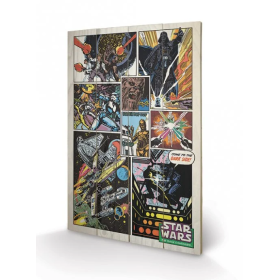 STAR WARS - Retro Comic - Impression sur bois 40x59cm