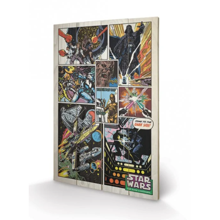 STAR WARS - Retro Comic - Impression sur bois 40x59cm