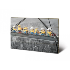 MINIONS - Lunch on a Skyscraper - Impression sur bois 40x59cm