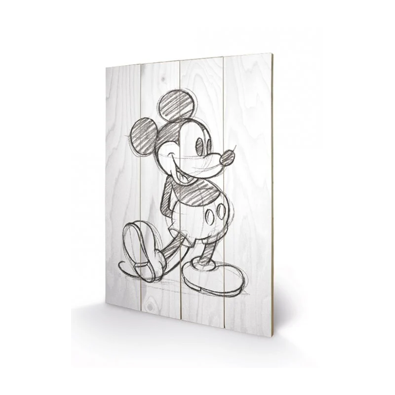 DISNEY - Mickey Mouse Black / White - Impression sur bois 40x59cm DISNEY - Mickey Mouse Black / White - Impression sur bois 40x59cm