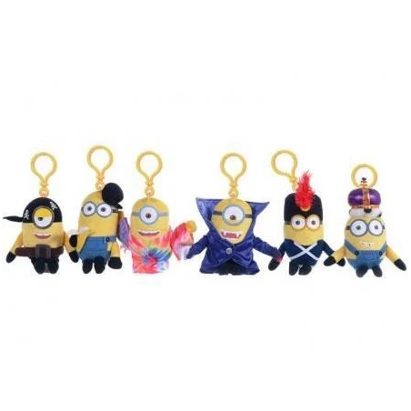 MINIONS - Keychain Plushies 14 cm - New Movie Costume - Pack de 6