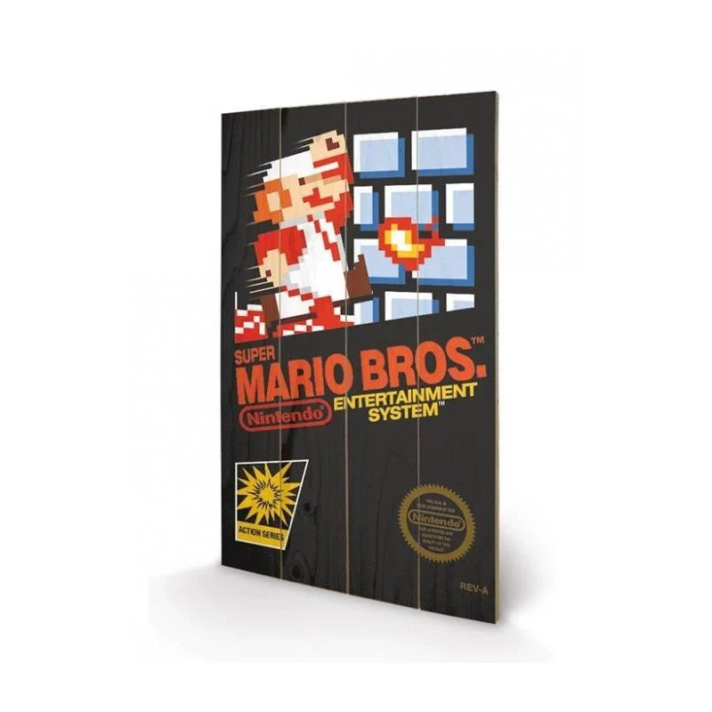 NINTENDO - Super Mario Bros NES Cover - Impression sur bois 40x59cm NINTENDO - Super Mario Bros NES Cover - Impression sur bois 40x59cm