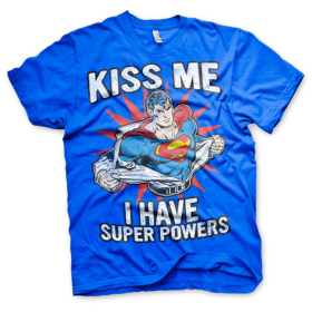 SUPERMAN - T-Shirt Kiss Me I Have Super Powers - Blue (XXL)