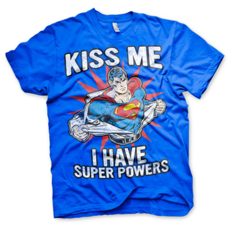 SUPERMAN - T-Shirt Kiss Me I Have Super Powers - Blue (XXL)