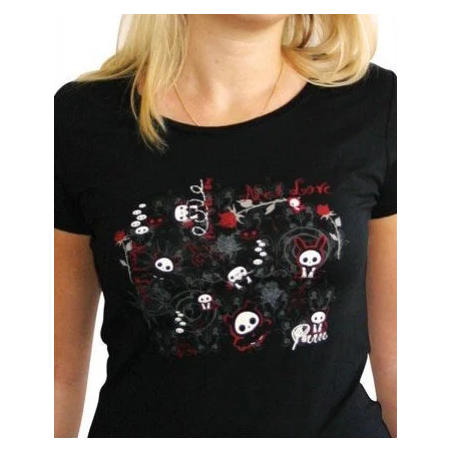 SKELANIMALS - T-Shirt DARK LOVE Femme Black Basic (L)