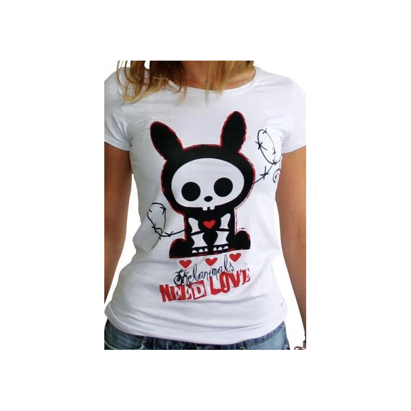 SKELANIMALS - T-Shirt JACK NEED LOVE Femme White Basic (XL) SKELANIMALS - T-Shirt JACK NEED LOVE Femme White Basic (XL)