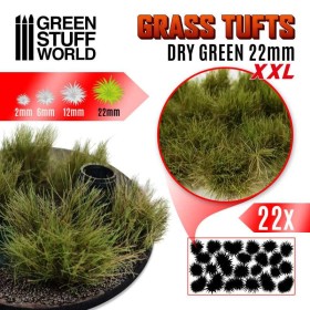 Touffes d'herbe XXL - 22mm - Auto-Adhésif - VERT SEC