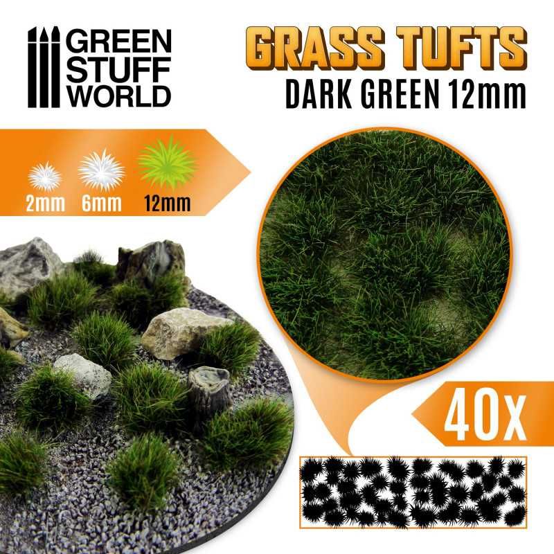 Touffes d'herbe - 12mm - Auto-Adhésif - VERT FONCÉE Touffes d'herbe - 12mm - Auto-Adhésif - VERT FONCÉE