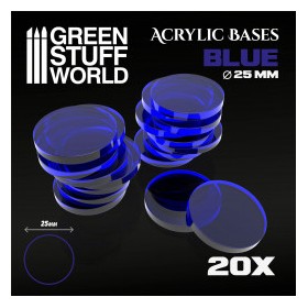 Socles Acryliques ROND 25 mm Bleu Transparent