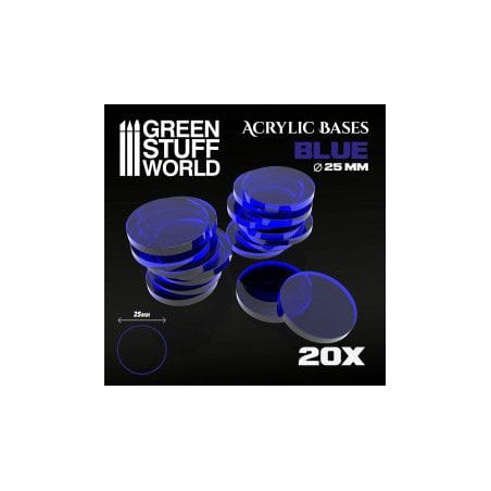 Socles Acryliques ROND 25 mm Bleu Transparent