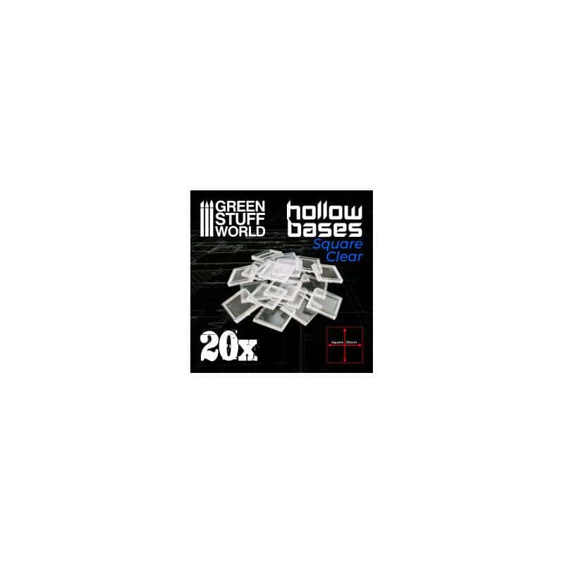 Socles en plastique transparent avec CREUX - Carré 20mm Socles en plastique transparent avec CREUX - Carré 20mm