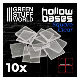 Socles en plastique transparent avec CREUX - Carré 40mm