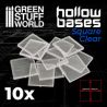 Socles en plastique transparent avec CREUX - Carré 40mm