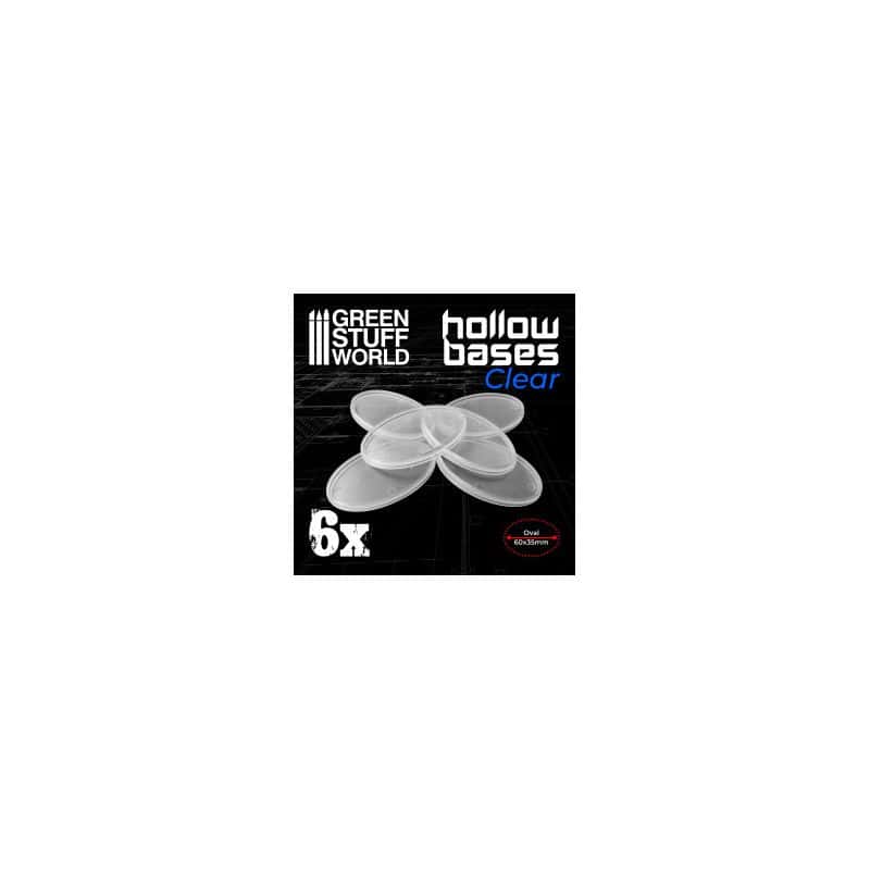 Socles en plastique transparent avec CREUX - Ovales 60x35mm Socles en plastique transparent avec CREUX - Ovales 60x35mm