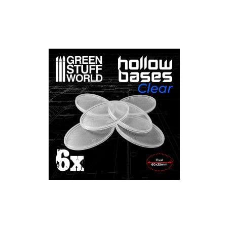 Socles en plastique transparent avec CREUX - Ovales 60x35mm