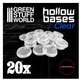 Socles en plastique transparents avec CREUX - Rond 25mm