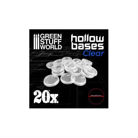 Socles en plastique transparents avec CREUX - Rond 25mm