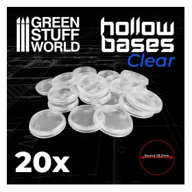 Socles en plastique transparents avec CREUX - Rond 28,5mm