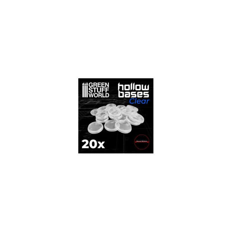 Socles en plastique transparents avec CREUX - Rond 28,5mm Socles en plastique transparents avec CREUX - Rond 28,5mm