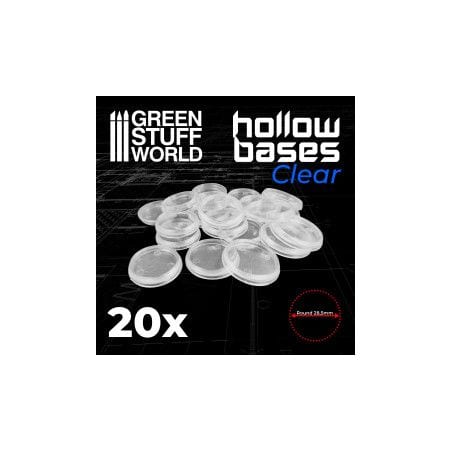 Socles en plastique transparents avec CREUX - Rond 28,5mm